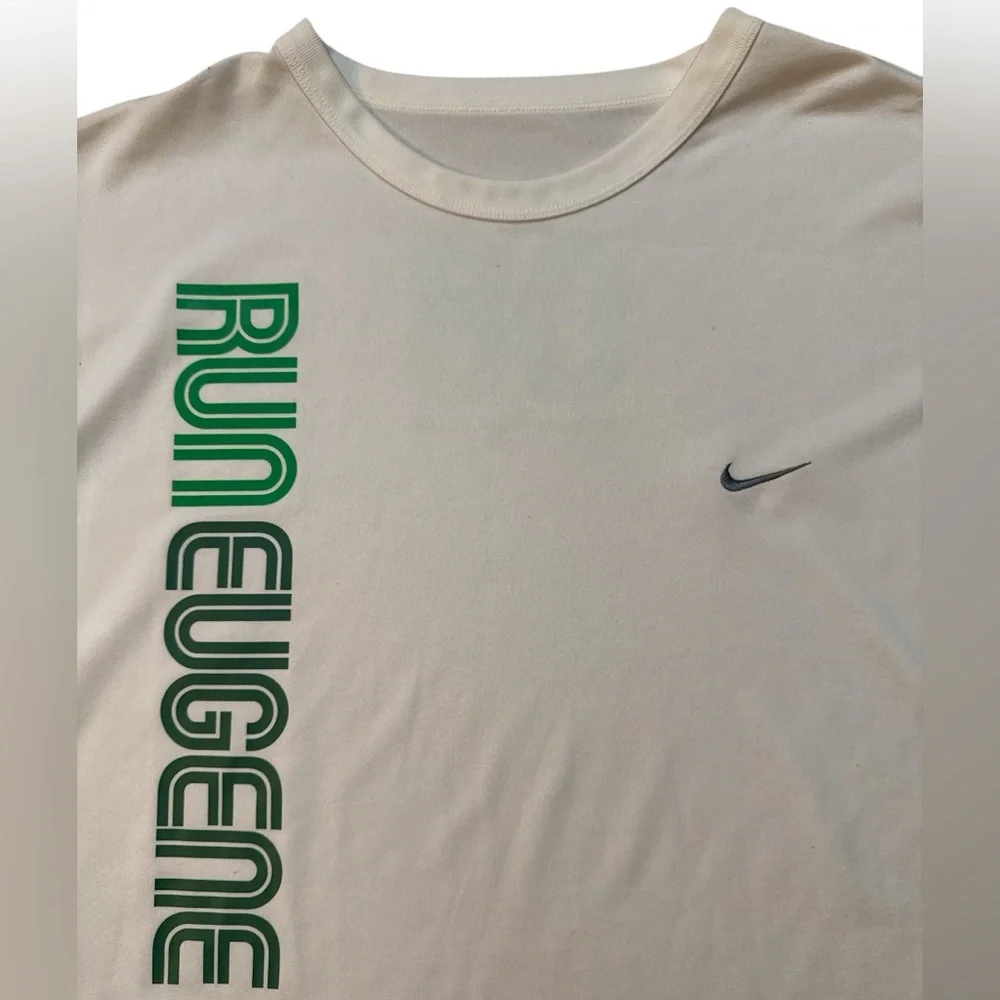 Nike Y2K “Run Eugene” Men’s Dri-Fit White T-Shirt Size XL‎ Double Sided Athletic